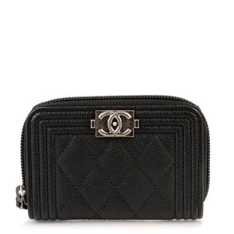 chanel boy caviar coin purse|Chanel Black Quilted Caviar Zip.